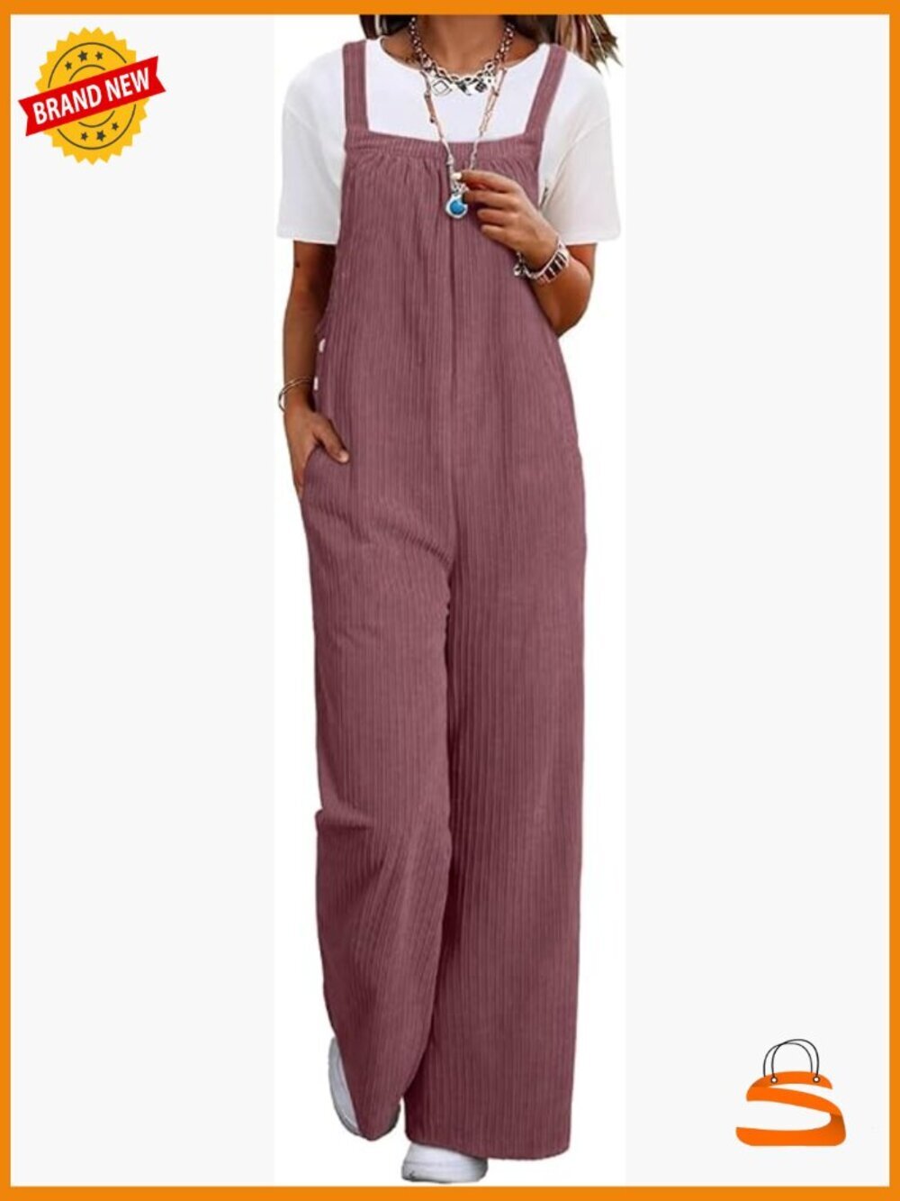 Corduroy Overalls Sleeveless Wide Leg Long Pants Rompers Casual Adjustable Strap
